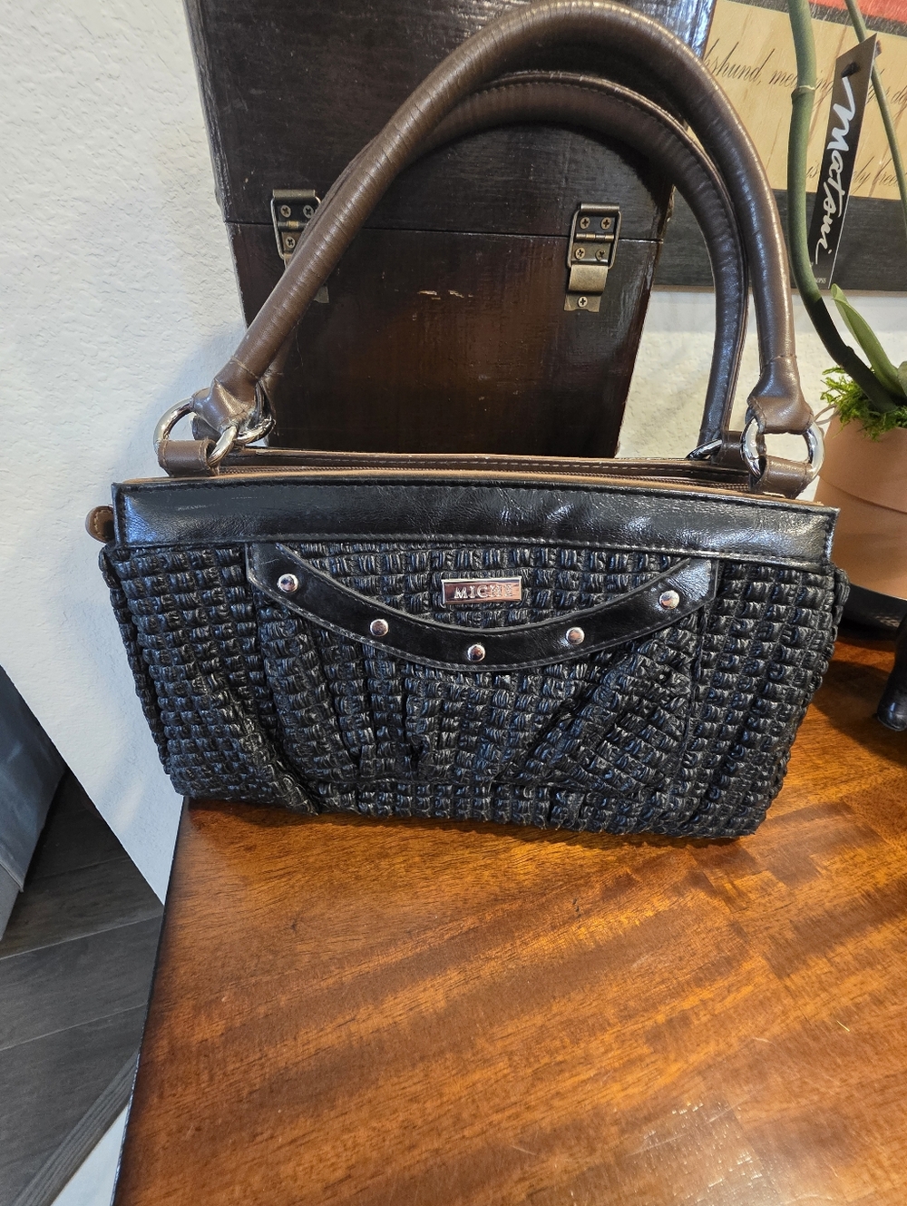 MICHE Black Woven Accent Women's Handbag